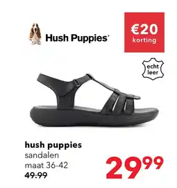 Scapino Hush Puppies leren dames sandalen zwart aanbieding