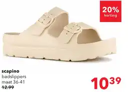 Scapino Dames badslippers met gesp beige aanbieding