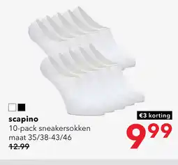 Scapino 10 paar invisible sokken wit aanbieding