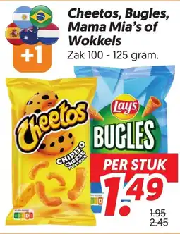 Dekamarkt Cheetos, Bugles, Mama Mia's of Wokkels aanbieding