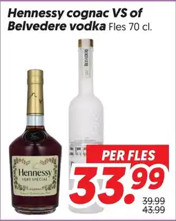 Dekamarkt Hennessy cognac VS of Belvedere vodka aanbieding