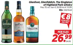 Dekamarkt Glenlivet, Glenfiddich, The Singleton of Highland Park whisky aanbieding