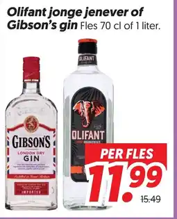 Dekamarkt Olifant jonge jenever of Gibson's gin aanbieding