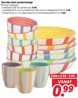 Dekamarkt Servies met zomerstreep aanbieding
