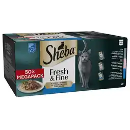 Zooplus Multipack Sheba Fresh Fijne vershoudzakjes 50 x 50 g - met kabeljauw, zalm & tonijn in saus aanbieding