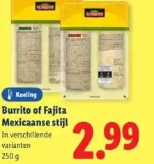 Lidl Koeling Burrito of Fajita Mexicaanse stijl aanbieding