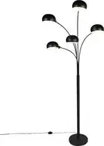 Bol.com QAZQA Sixties FL Vloerlamp met zwenkarm - 5 lichts - H 1980 mm - Zwart aanbieding