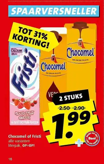 Boni Chocomel Of Fristi Tot 31% Korting aanbieding