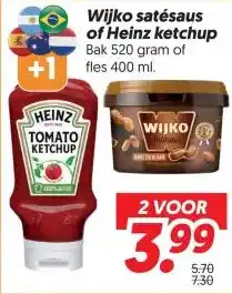 Dekamarkt Wijko satésaus of Heinz ketchup aanbieding