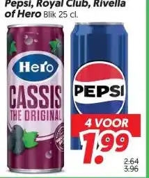 Dekamarkt Pepsi, Royal Club, Rivella of Hero aanbieding