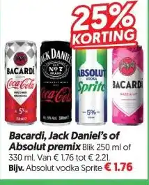 Dekamarkt Bacardi, Jack Daniel's of Absolut premix aanbieding