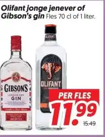 Dekamarkt Olifant jonge jenever of Gibson's gin aanbieding
