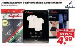 Dekamarkt Australian boxer, T-shirt of sokken dames of heren aanbieding
