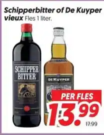 Dekamarkt Schipperbitter of De Kuyper vieux aanbieding