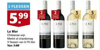 Hoogvliet La Mar Chileense Wijn Merlot Of Chardonnay aanbieding
