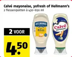 Poiesz Calvé mayonaise, yofresh of Hellmann's aanbieding