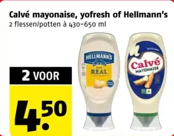 Poiesz Calvé mayonaise, yofresh of Hellmann's aanbieding