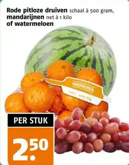 Poiesz Rode pitloze druiven ,mandarijnen of watermeloen aanbieding