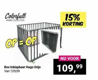 Van Asten BabySuperstore Box Inklapbaar Hugo Grijs 15% Korting aanbieding