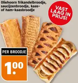 Poiesz Oliehoorn frikandelbroodje, saucijzenbroodje, kaas of ham-kaasbroodje aanbieding