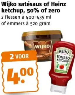 Poiesz Wijko satésaus of Heinz ketchup, 50% of zero aanbieding