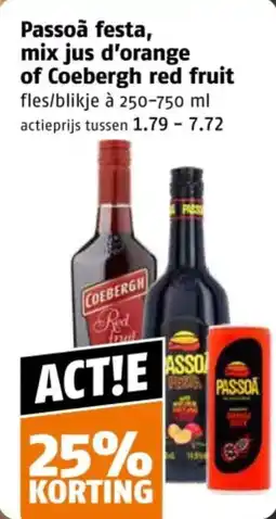Poiesz Passoã festa, mix jus d'orange of Coebergh red fruit aanbieding