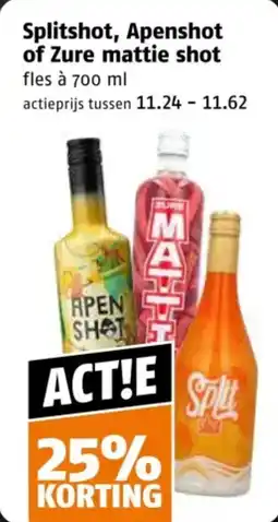 Poiesz Splitshot, Apenshot of Zure mattie shot aanbieding