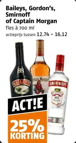 Poiesz Baileys, Gordon's, Smirnoff of Captain Morgan aanbieding