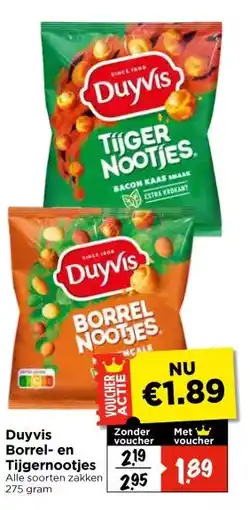 Vomar Voordeelmarkt Duyvis Borrel- en Tijgernootjes aanbieding
