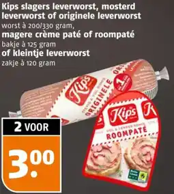Poiesz Kips slagers leverworst, mosterd leverworst of originele leverworst, magere crème paté of roompaté of kleintje leverworst aanbieding
