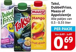 Hoogvliet Taksi, DubbelFrisss, Maaza of Appelsientje aanbieding