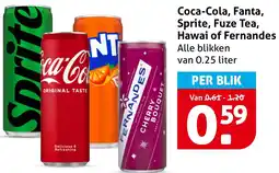 Hoogvliet Coca-Cola, Fanta, Sprite, Fuze Tea, Hawai of Fernandes aanbieding