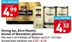 Hoogvliet Hertog Jan, Birra Moretti, Amstel of Warsteiner pilsener aanbieding