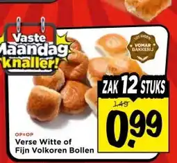 Vomar Voordeelmarkt Verse Witte of Fijn Volkoren Bollen aanbieding
