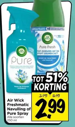 Vomar Voordeelmarkt Air Wick Freshmatic Navulling of Pure Spray aanbieding