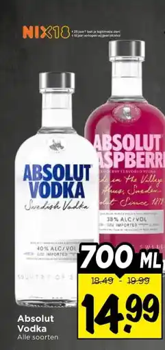 Vomar Voordeelmarkt Absolut Vodka Alle soorten aanbieding