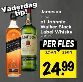 Vomar Voordeelmarkt Jameson of Johnnie Walker Black Label Whisky aanbieding