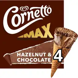 Jumbo Cornetto Ijshoorntje Max Hazelnoot & Chocolade 4 x 90 ml aanbieding