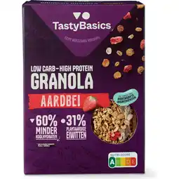 Jumbo TastyBasics Low Carb - High Protein Granola Aardbei aanbieding