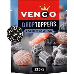 Jumbo Venco Droptoppers Zacht & Salmiak 215 g aanbieding