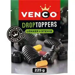 Jumbo Venco Droptoppers Lekker & Stevig 225 g aanbieding
