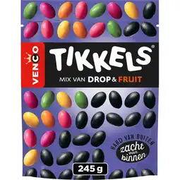 Jumbo Venco Tikkels Mix van Drop & Fruit 245 g aanbieding