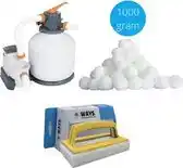 Bol.com Bestway - Zandfilterpomp 5678 L/u & Filterbollen 1000 gram & WAYS Scrubborstel aanbieding