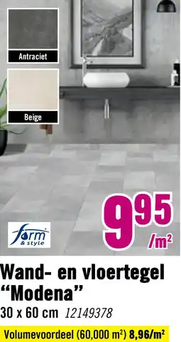 Hornbach FORM&STYLE Wand- en vloertegel Modena grijs 30x60 cm aanbieding