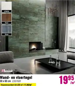 Hornbach MIRAVA Wand- en vloertegel Glasgow turquoise 30x60 cm gerectificeerd aanbieding