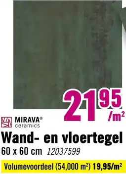 Hornbach MIRAVA Wand- en vloertegel Glasgow turquoise 60x60 cm gerectificeerd aanbieding