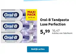Plein.nl Oral-B Tandpasta Luxe Perfection aanbieding