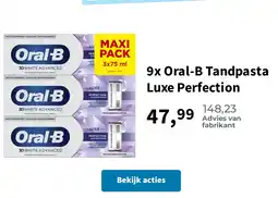 Plein.nl 9x Oral-B Tandpasta Luxe Perfection aanbieding