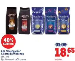 Makro Alle Mövenpick of Alberto koffiebonen aanbieding