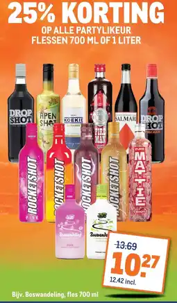 Makro OP ALLE PARTYLIKEUR FLESSEN 700 ML OF 1 LITER aanbieding